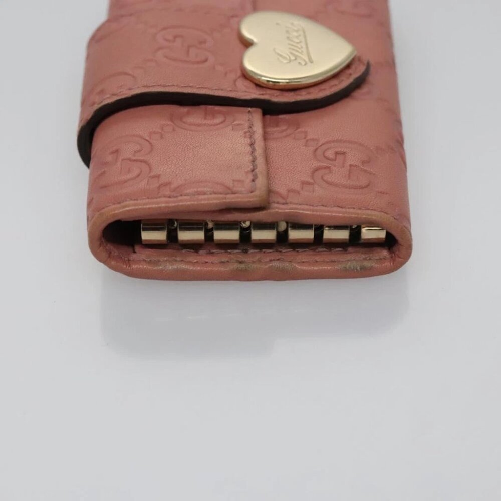 GUCCI GG Canvas Guccissima Key Case Leather Pink 203551 Auth am7751 - Picture 11 of 14